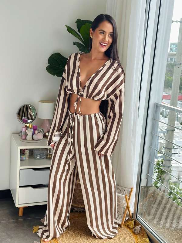 Maxi Set de rayas super fresco vintage, divino y espectacular
